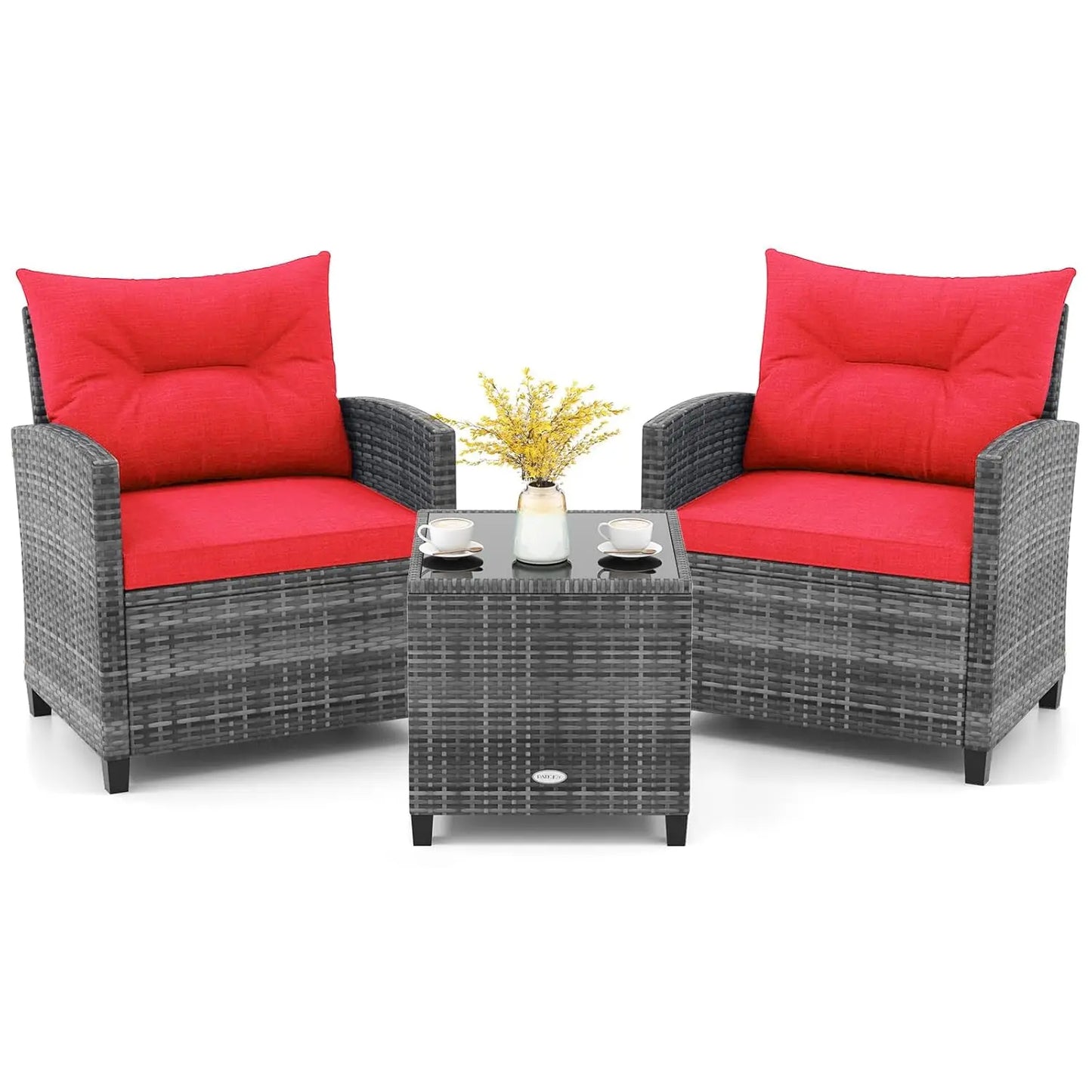 3 Piece Patio Furniture Set with Washable Cushions