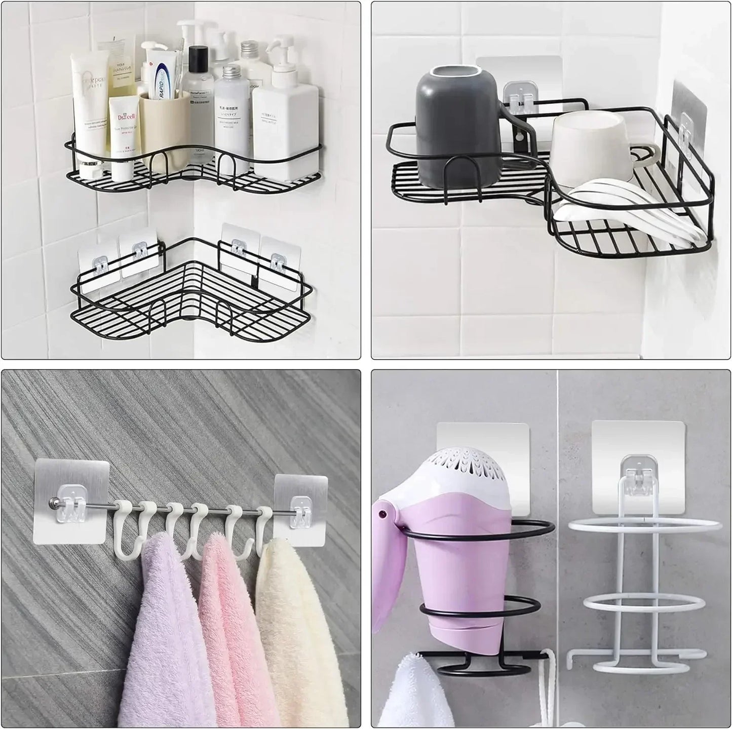 1-20 Self Adhesive Hooks for Bathroom & Kitchen