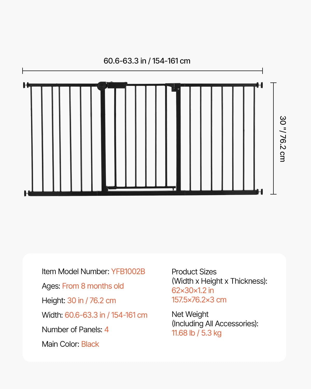 Dog Gate with Walk Thru Child Pet Security