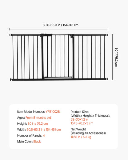 Dog Gate with Walk Thru Child Pet Security