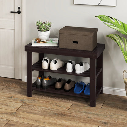 3-Tier Bamboo Entryway Bench w/Storage