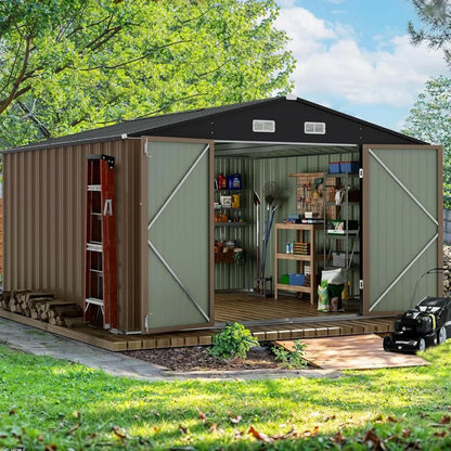 Large Metal Outdoor Garden Shed with Lockable Door,