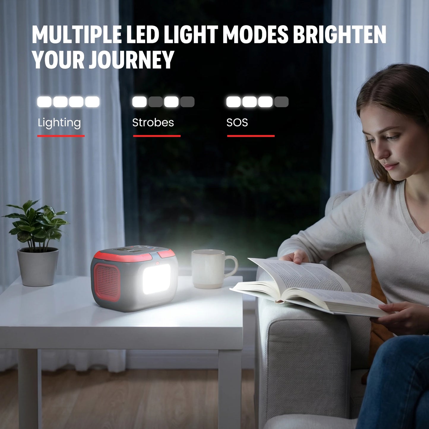 120W Portable Power Station with AC Outlet/USB C/LED Light