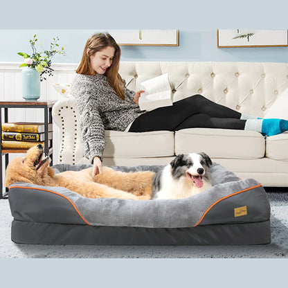 Large Dog Bed, Waterproof, and Comfortable with Washable Cover