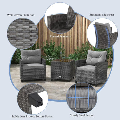 3 Piece Patio Furniture Set with Washable Cushions