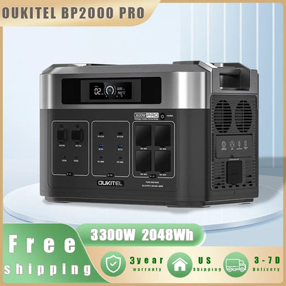 Portable 3300W Solar Generator 2048Wh Li-Ion Battery