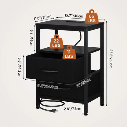 2 Drawer Night Stand with Open Shelf