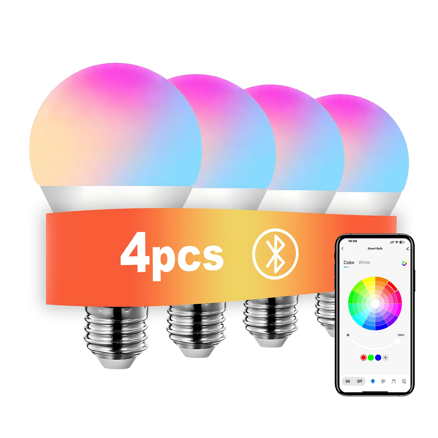 4pcs, Color Changing, Music Sync, App Control, Smart Light