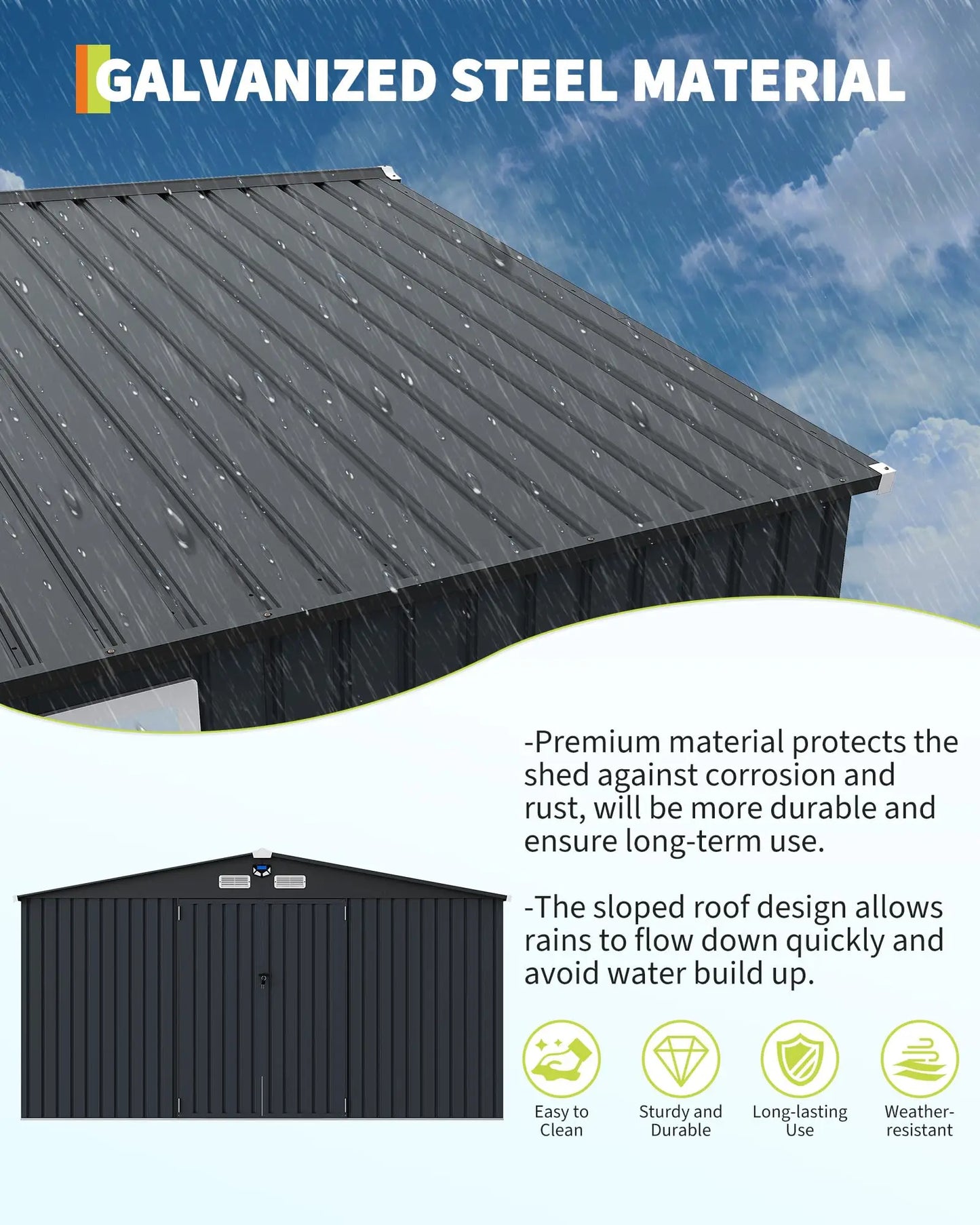 12'x10' Outdoor Storage Shed, Lockable  With Windows