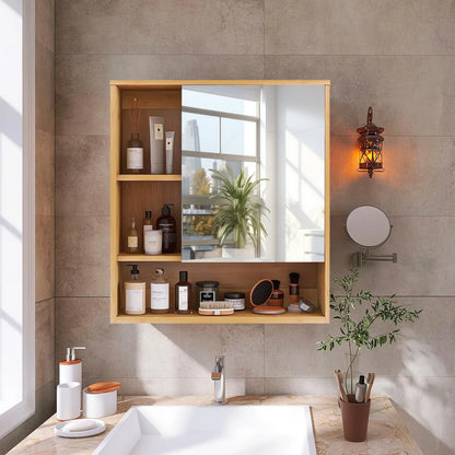 Wall Mount Medicine Cabinet w/5 Open Storage Spaces