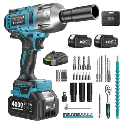 1/2" Cordless Impact Wrench w/Brushless Motor & 2 Batteries
