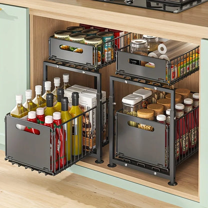 2 Tier Under Sink Slide Out Cabinet Organizer