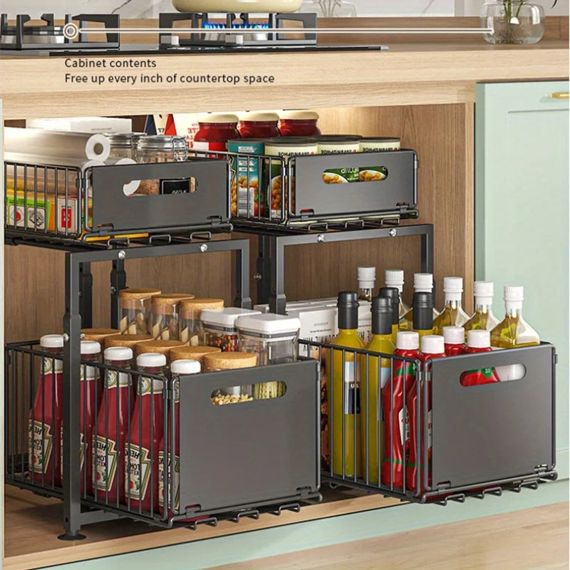 2 Tier Under Sink Slide Out Cabinet Organizer