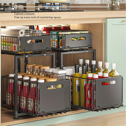 2 Tier Under Sink Slide Out Cabinet Organizer