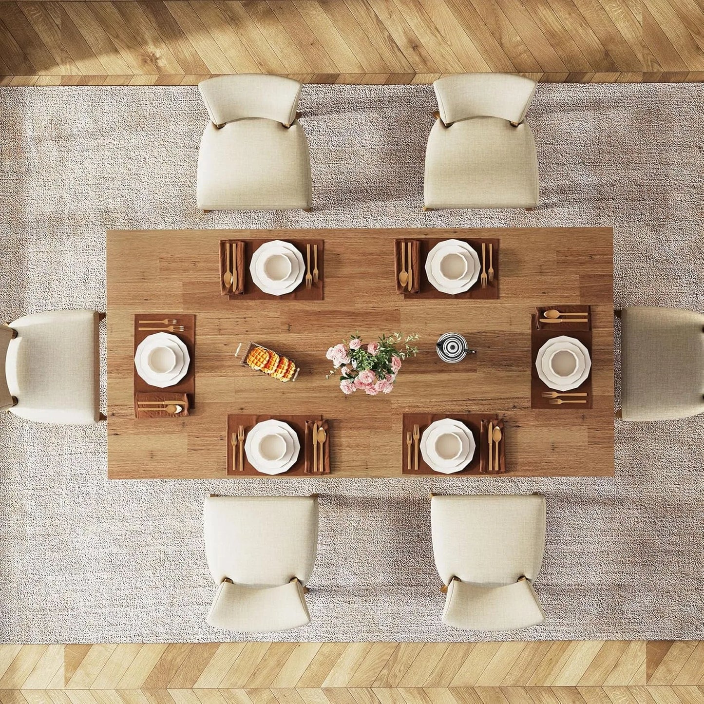 63-inch Farmhouse Style Dining Table for 4-6