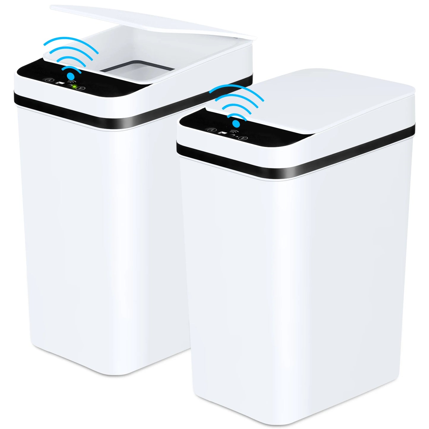 2 Pack 12L Bathroom Trash Cans w/ Touchless Motion Sensor
