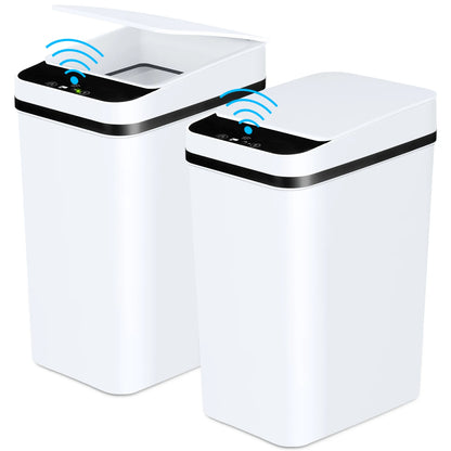 2 Pack 12L Bathroom Trash Cans w/ Touchless Motion Sensor