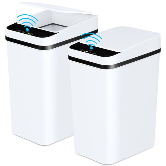 2 Pack 12L Bathroom Trash Cans w/ Touchless Motion Sensor