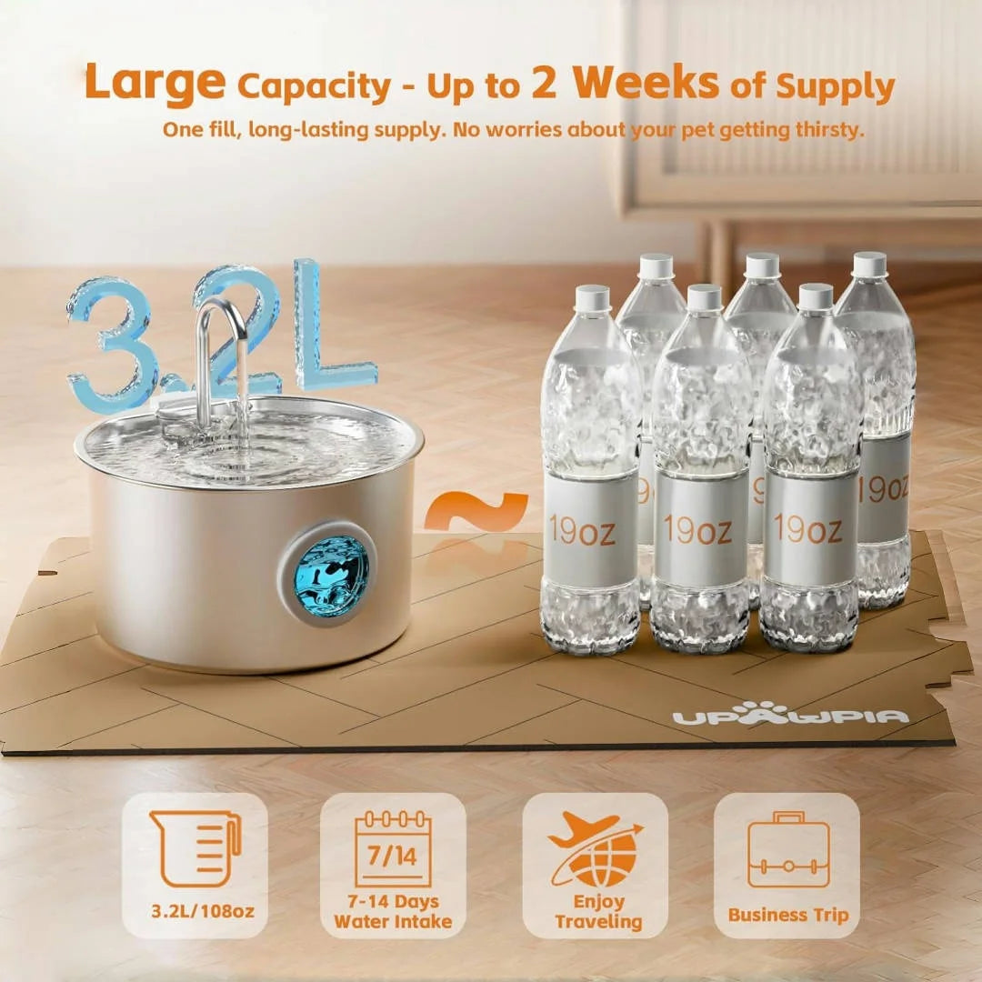 Stainless Steel Water Fountain for Dogs & Cats