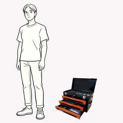 Portable 3 Drawer Tool Box, Liners & Lock