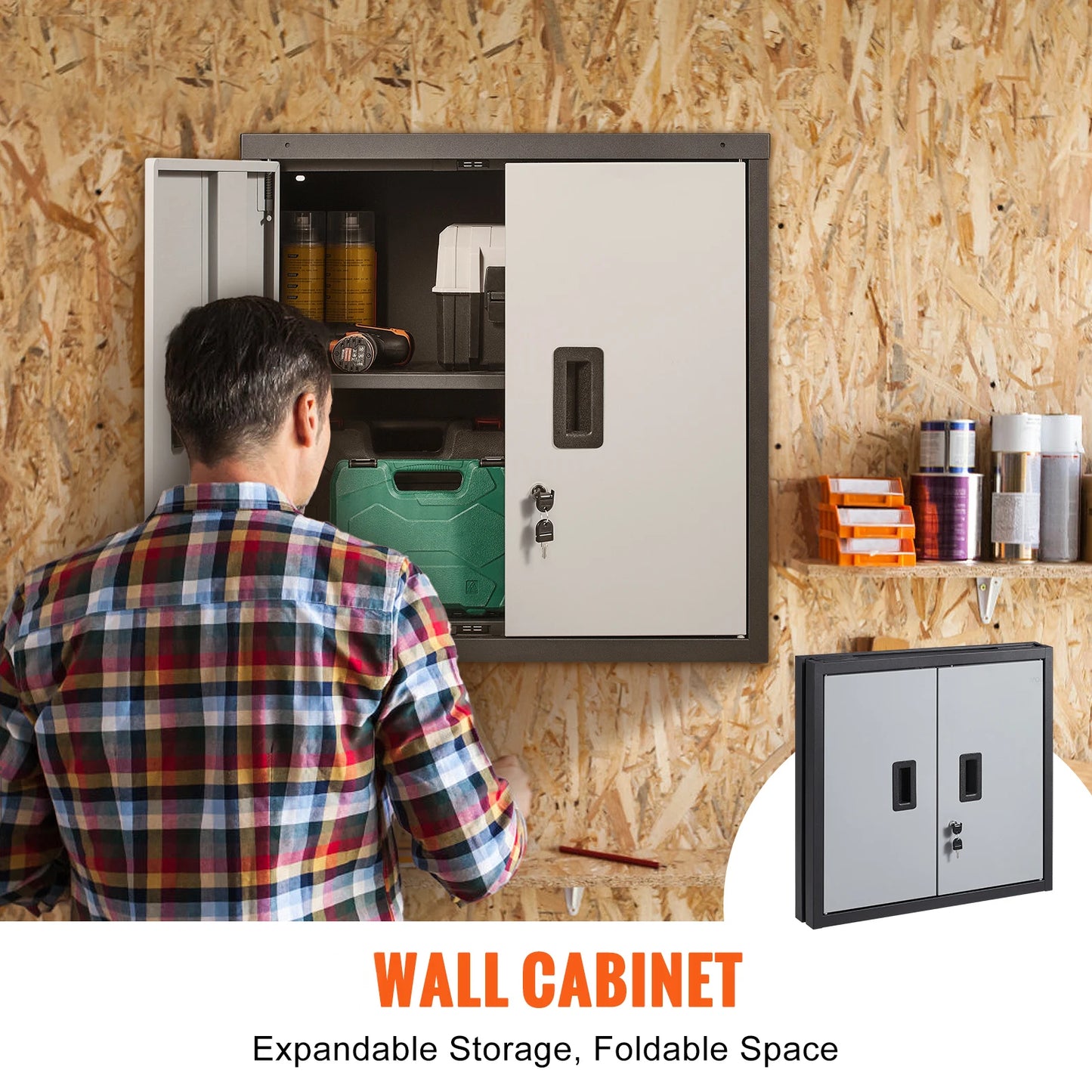 Foldable Locker, Wall Mounted, w/Adjustable Shelf
