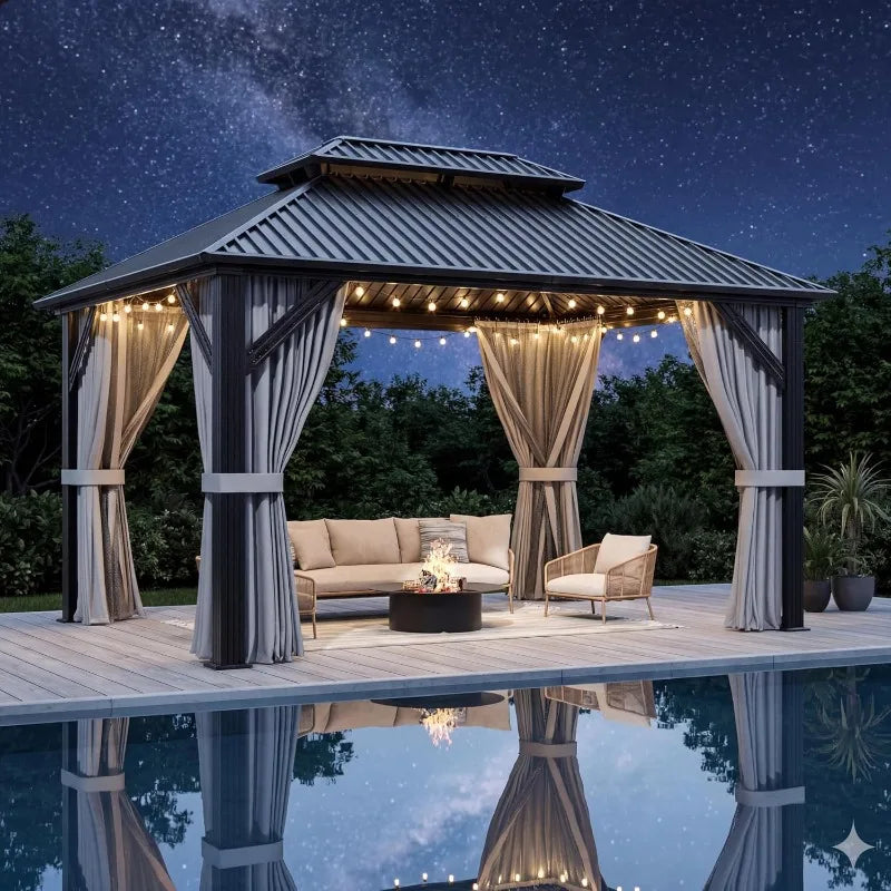 10'x12' Gazebo, Aluminum Frame with Galvanized Steel Roof