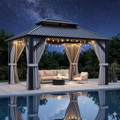 10'x12' Gazebo, Aluminum Frame with Galvanized Steel Roof