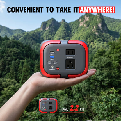 120W Portable Power Station with AC Outlet/USB C/LED Light