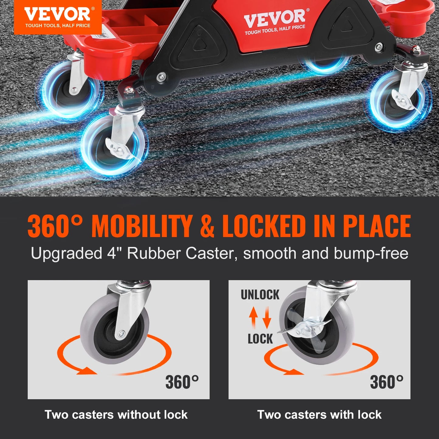 Heavy Duty Roller Creeper Seat for Home Garage