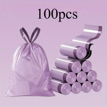 100PCS Purple Drawstring Trash Bags, for Household Use