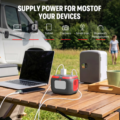 120W Portable Power Station with AC Outlet/USB C/LED Light