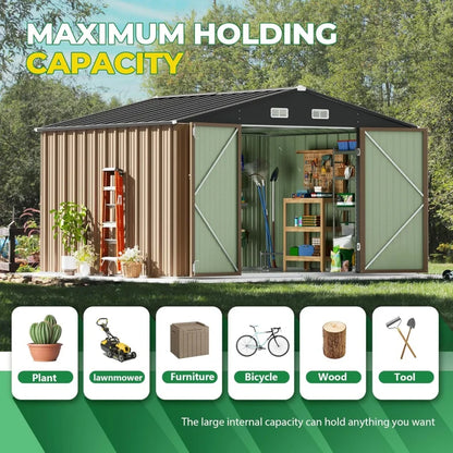 Large Metal Outdoor Garden Shed with Lockable Door,