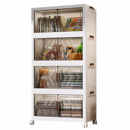 4 Tier Folding Storage Boxes with Doors & Wheels