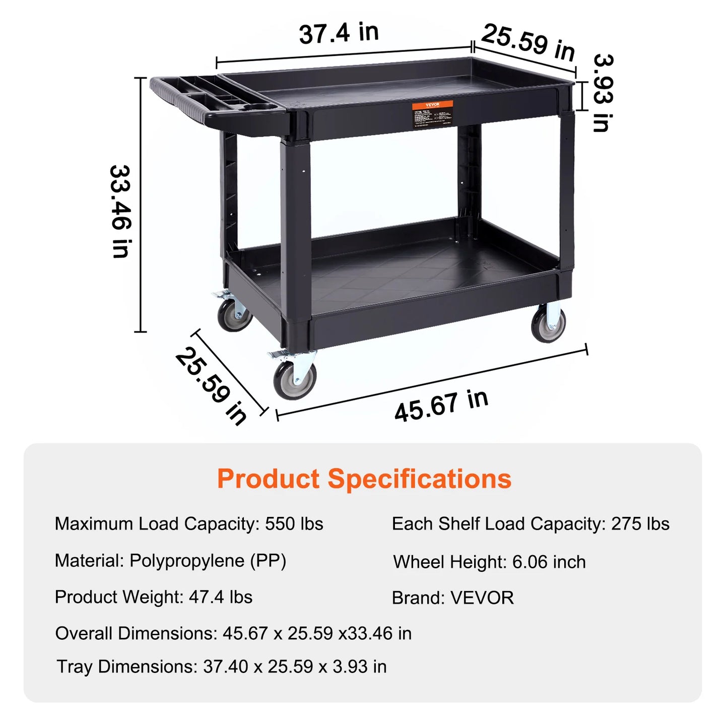 2 or 3 Shelf Utility Service Cart