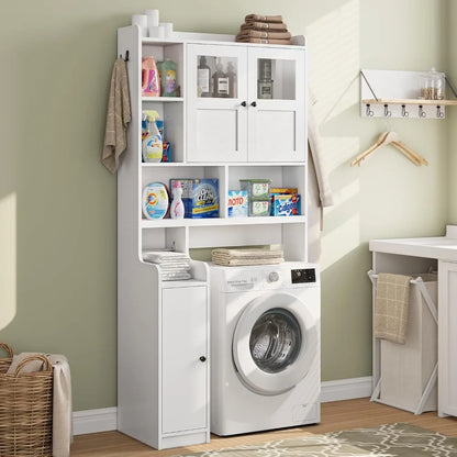 Over Toilet Storage Cabinet with Glass Doors