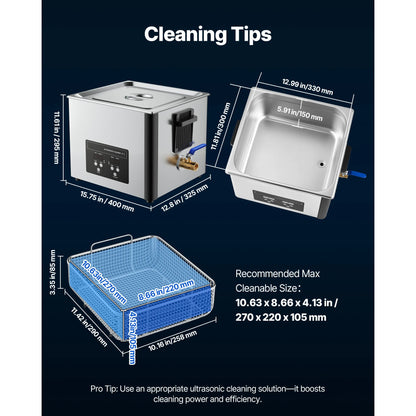 6L /10L Stainless Steel Ultrasonic Cleaner for Jewelry & Coins