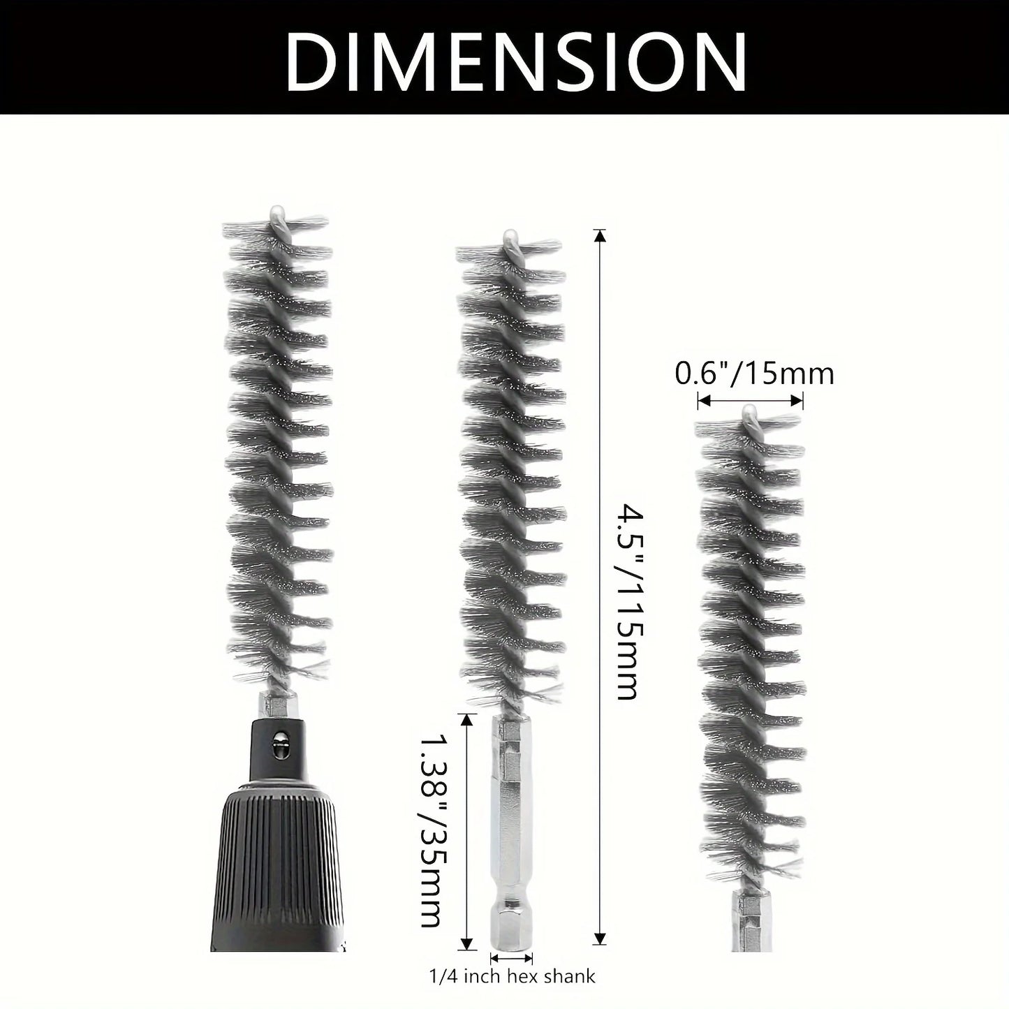 5 Pieces Hexagonal Shank Stainless Steel Wire Brush