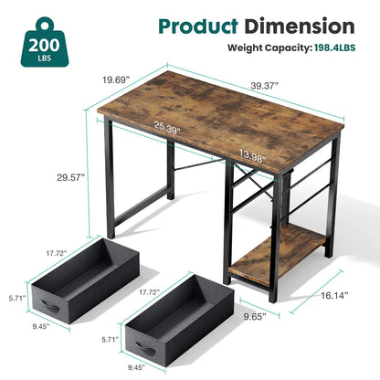 47IN Wood Computer Desk with 2 Drawers