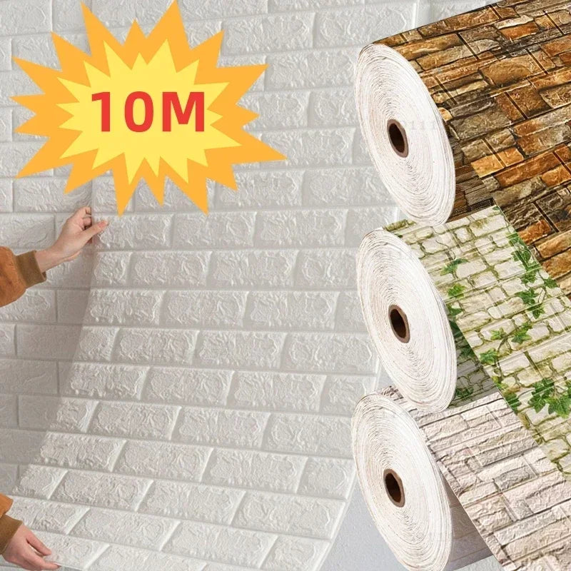 70cmx10m Self-adhesive Antique Foam Brick Wallpaper