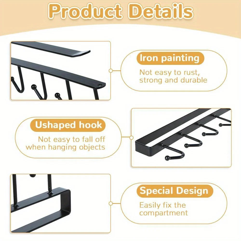 1pc 6 Hook Rack for Kitchen Shelf Storage