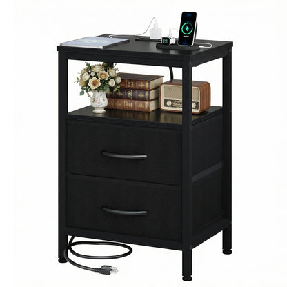 2 Drawer Night Stand with Open Shelf
