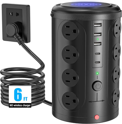 16-Outlet Power Strip w/5 USB Ports & 6' Cord