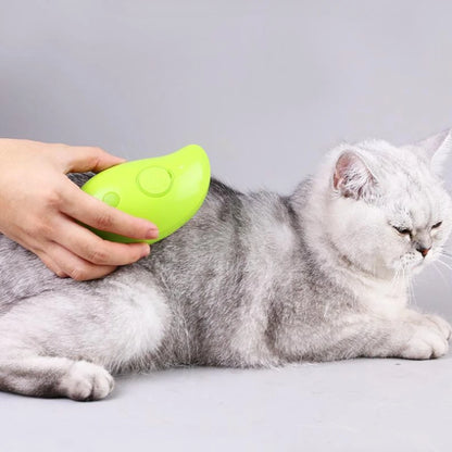 Electric Pet Steamer Brush. 3-in-1 Dog & Cat Spray Hair Brush