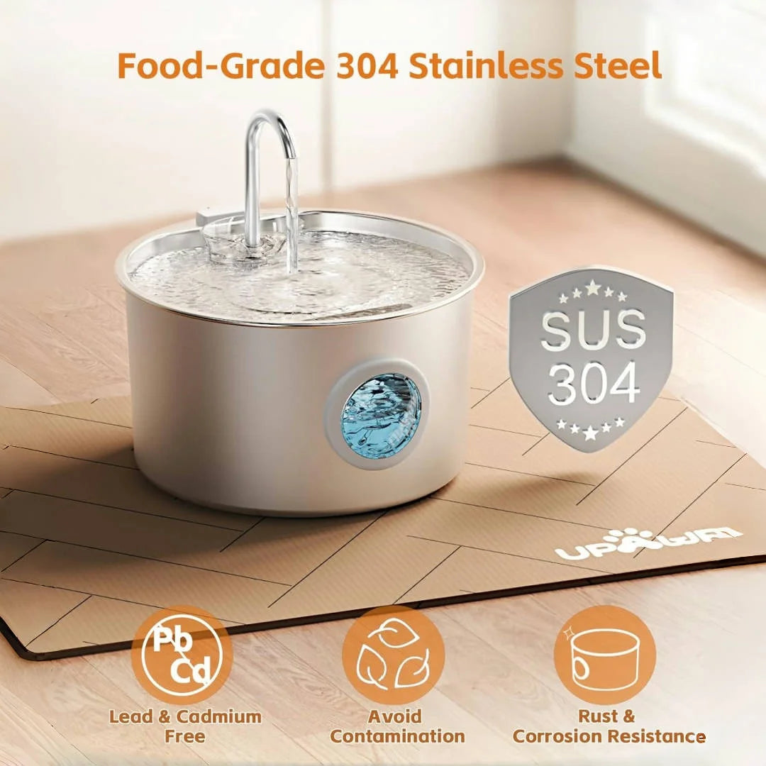 Stainless Steel Water Fountain for Dogs & Cats