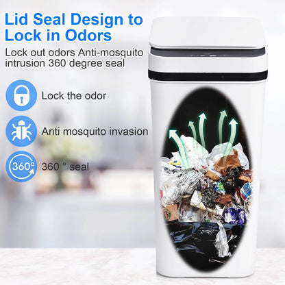 2 Pack 12L Bathroom Trash Cans w/ Touchless Motion Sensor