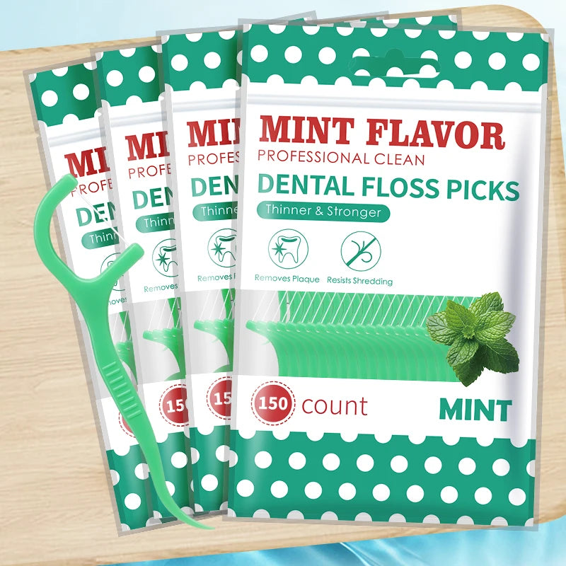 300PCS Mint Floss Sticks, Bagged Hygiene Products