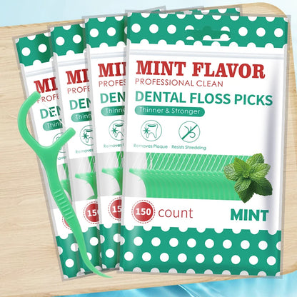 300PCS Mint Floss Sticks, Bagged Hygiene Products