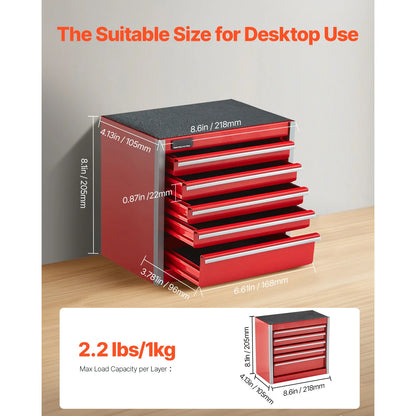 5-Drawer Portable Tool Box for Garage & Workshop Storage