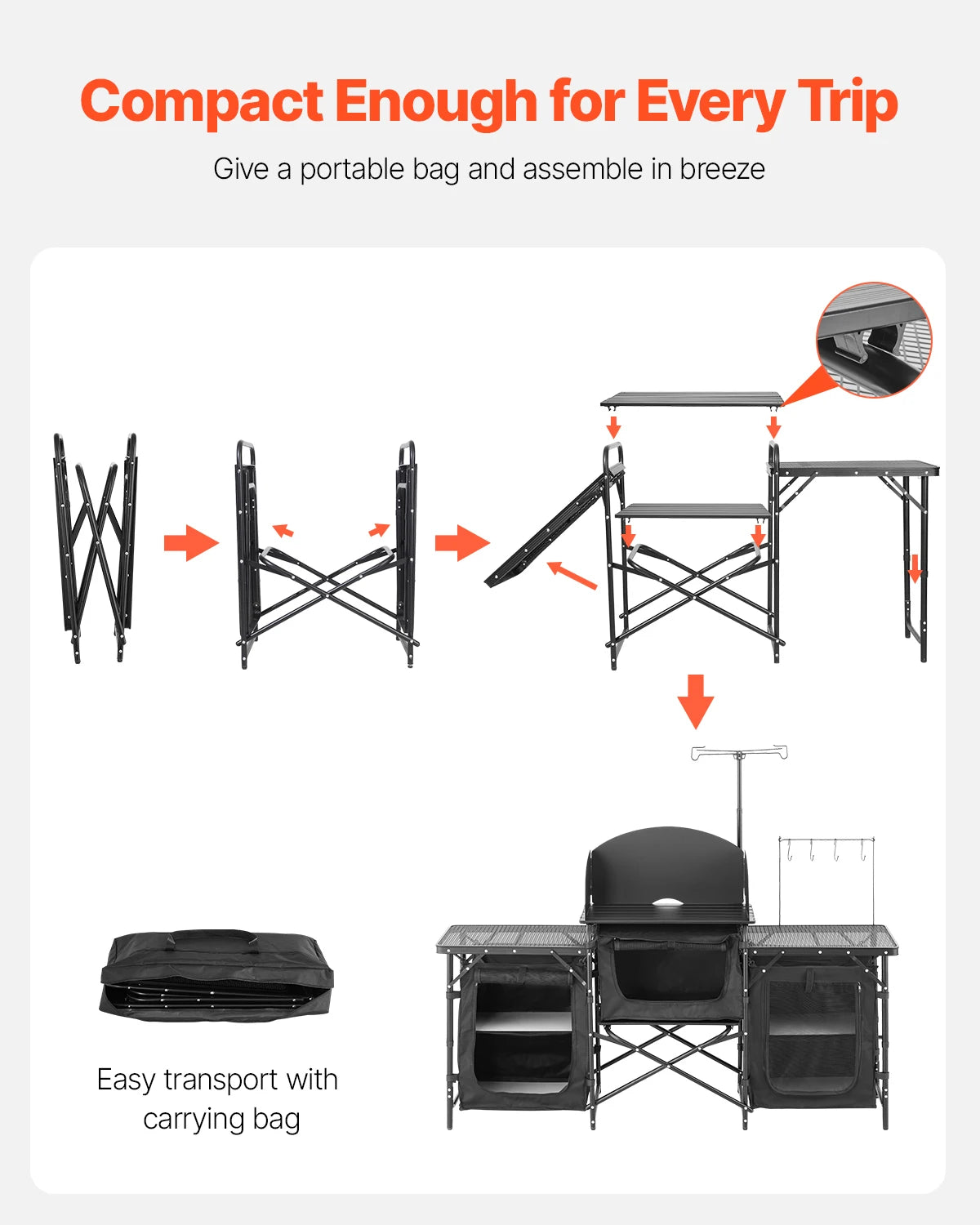 Camping Kitchen Table  with Carrying Bag,