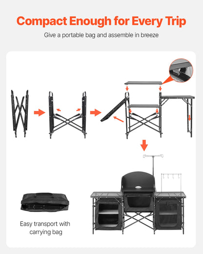 Camping Kitchen Table  with Carrying Bag,